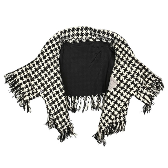VINTAGE YOHJI YAMAMOTO BLACK HOUNDSTOOTH FRINGE KNIT JACKET WOMENS 2 JAPAN WOOL - Picture 8 of 16